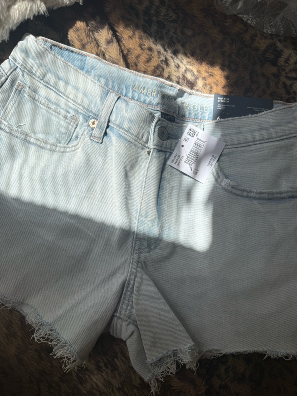 American Eagle Pale Blue Mid-Rise Denim Shorts